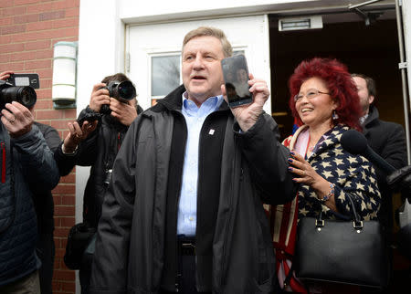 U.S. congressional candidate and State Rep. Rick Saccone emerges from his polling place after casting his vote in Pennsylvania's 18th U.S. Congressional district special election between Republican Saccone and Democratic candidate Conor Lamb at a polling place in McKeesport, Pennsylvania, U.S., March 13, 2018. REUTERS/Alan Freed