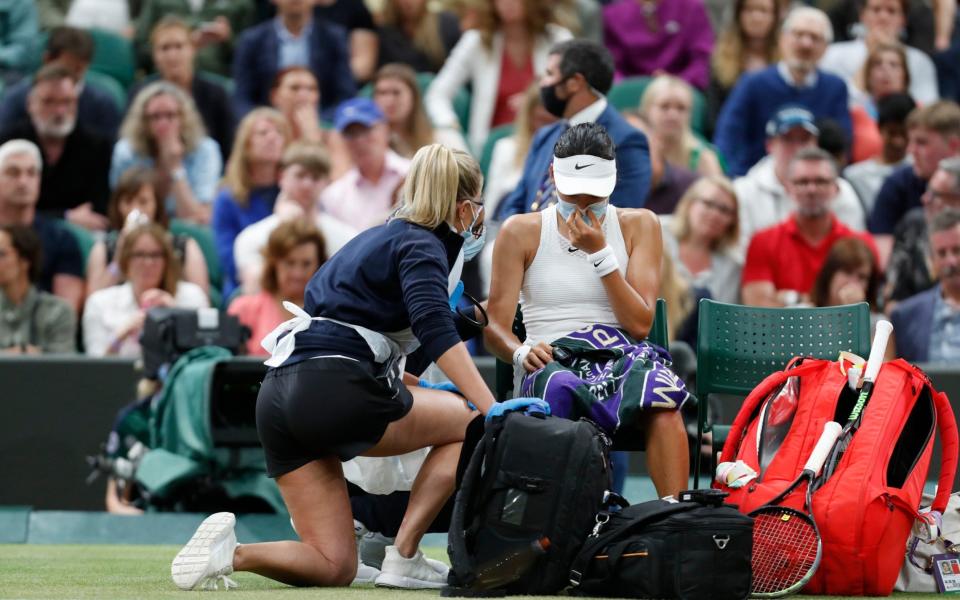 Emma Raducanu retired in her first Grand Slam fourth round match at Wimbledon - HEATHCLIFF O'MALLEY