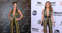 <p>At the 2015 Billboard Awards, Chrissy Teigen graced the headlines courtesy of an undeniably fabulous Balmain jumpsuit. Just months later, fellow model Rosie Huntington-Whiteley gave the A-list-approved look for a spin on the red carpet for the CR Fashion Book launch party. <em>[Photo: Getty]</em> </p>