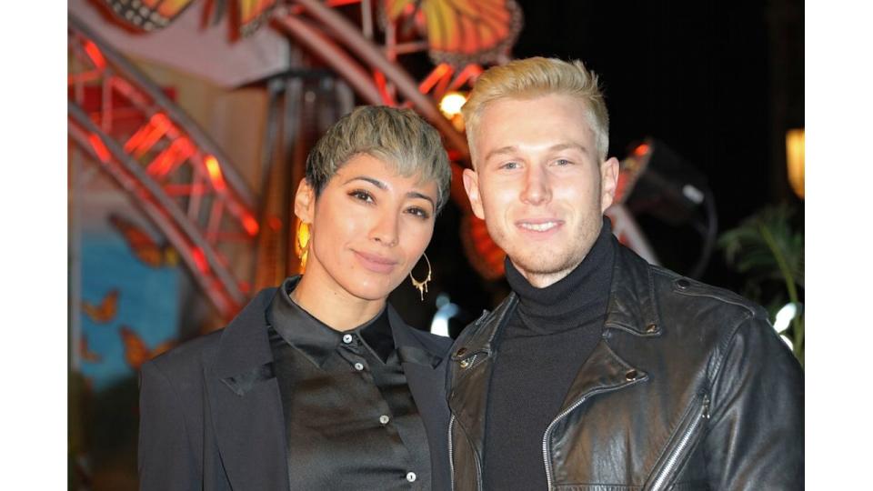 Karen Hauer and Jordan Wyn-Jones attending a Cirque du Soleil premiere