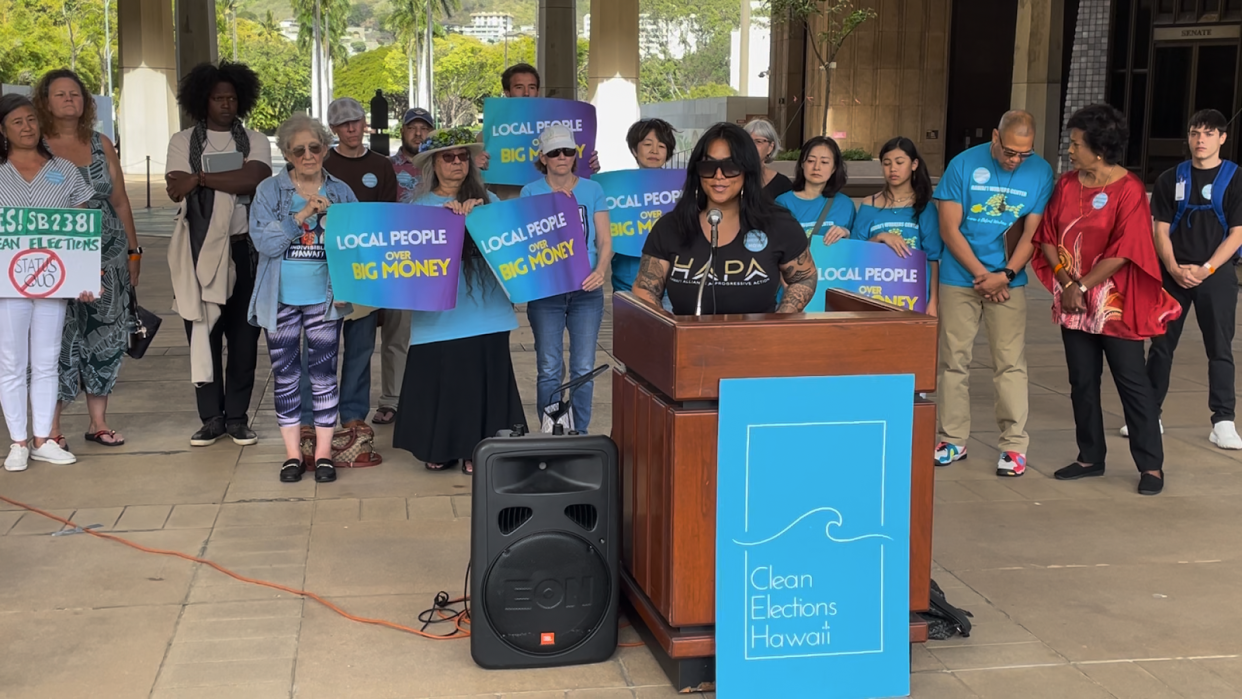 Advocacy groups, lawmakers, and voters convened at the Hawaii Capitol on Monday afternoon, March 18th, to persist in advocating for publicly financed elections legislation.