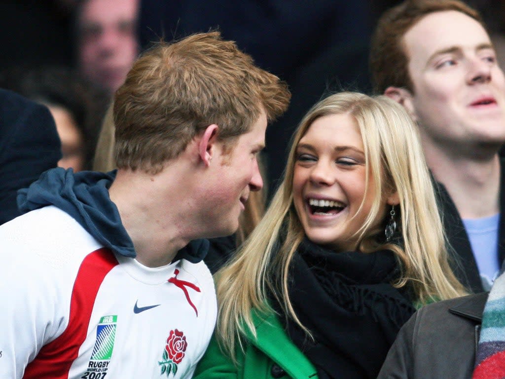 Prince Harry and Chelsy Davy at a South Africa vs. England rugby game at Twickenham on November 22, 2008 (Getty)
