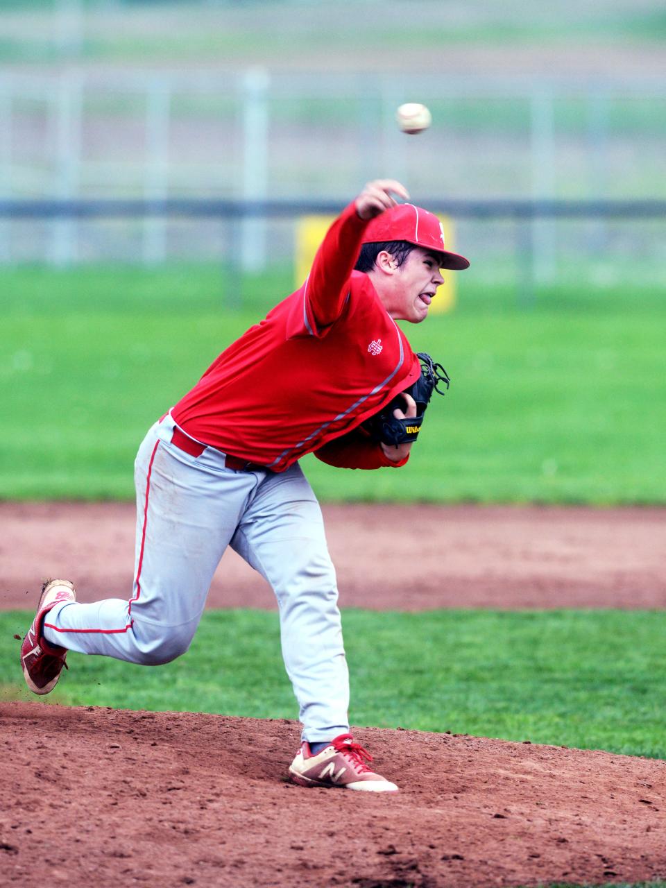 Caden Sheridan fires a pitch during Sheridan's 8-5 win against visiting Meadowbrook on Wednesday in Thornville. The Generals earned a No. 2 seed at Sunday's Division II sectional tournament drawing.