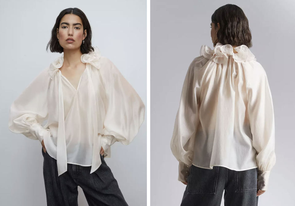 & Other Stories Sheer Ruffle Collar Blouse. PHOTO: Zalora