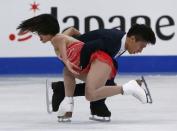 Figure Skating - ISU World Championships 2017 - Pairs Free Skating - Helsinki, Finland - 30/3/17 - Sui Wenjing and Han Cong of China compete. REUTERS/Grigory Dukor