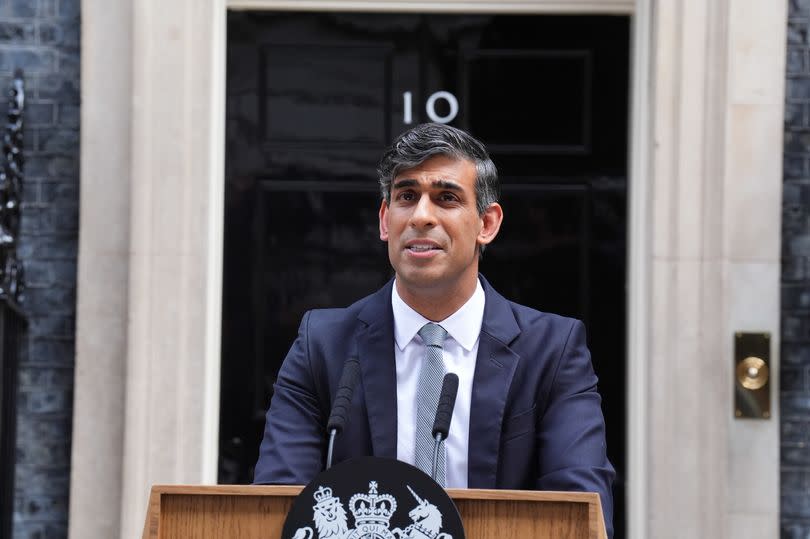 Rishi Sunak gives a speech outside 10 Downing Street following Labour's landslide victory