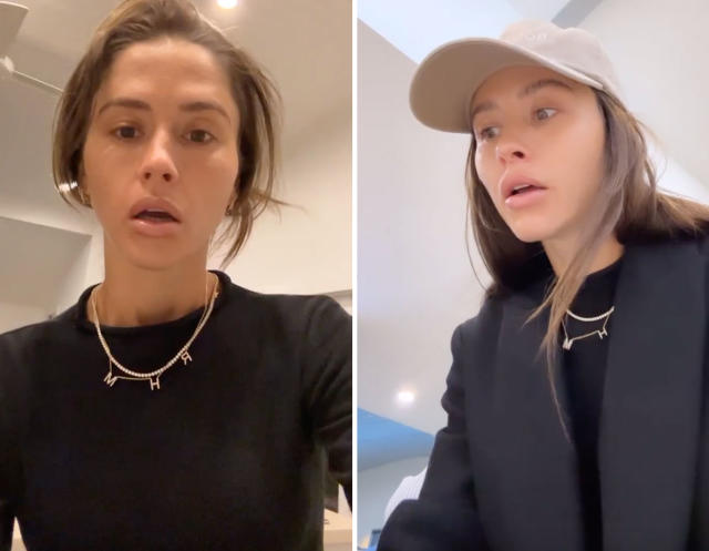 Two screenshots of Aussie influencer Ruby Tuesday Matthews talking to the camera