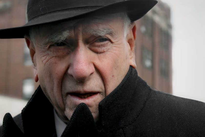 FILE - This March 4, 2011 file photo shows Judge Jack Weinstein during a visit to the Louis Armstrong housing projects in Bedford-Stuyvesant section of the Brooklyn borough of New York. Weinstein, a federal judge who earned a reputation as a tireless legal maverick while overseeing a series of landmark class-action lawsuits and sensational mob cases, has died. Weinstein's wife confirmed his death at 99 on Tuesday, June 15, 2021. (AP Photo/Bebeto Matthews, File)