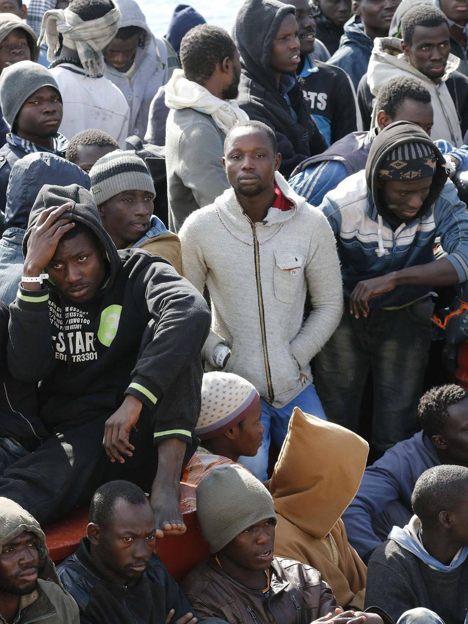 Migrants arrive at the Sicilian harbour of Pozzallo