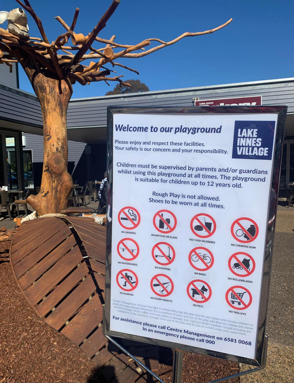 Restrictions sign at Port Macquarie playground