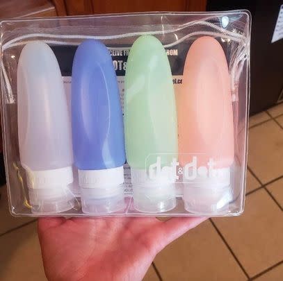 A 4-pack of silicone travel bottles