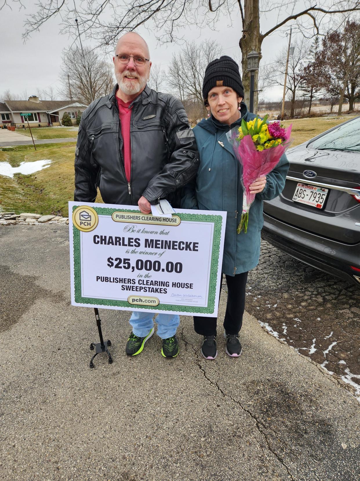 Menomonee Falls resident Charles Meinecke won $25,000 for entering the Publishers Clearing House Sweepstakes. He personally received a check on Jan. 6.
