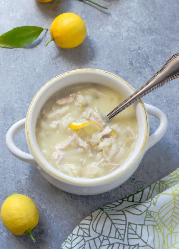 <p>Flavor the Moments</p><p>The lemon flavor of this soup is the perfect balance! </p><p><strong>Get the Recipe: <a href="https://flavorthemoments.com/slow-cooker-greek-lemon-chicken-soup-avgolemono/" rel="nofollow noopener" target="_blank" data-ylk="slk:Crock Pot Greek Lemon Chicken Soup;elm:context_link;itc:0;sec:content-canvas" class="link ">Crock Pot Greek Lemon Chicken Soup</a></strong></p>
