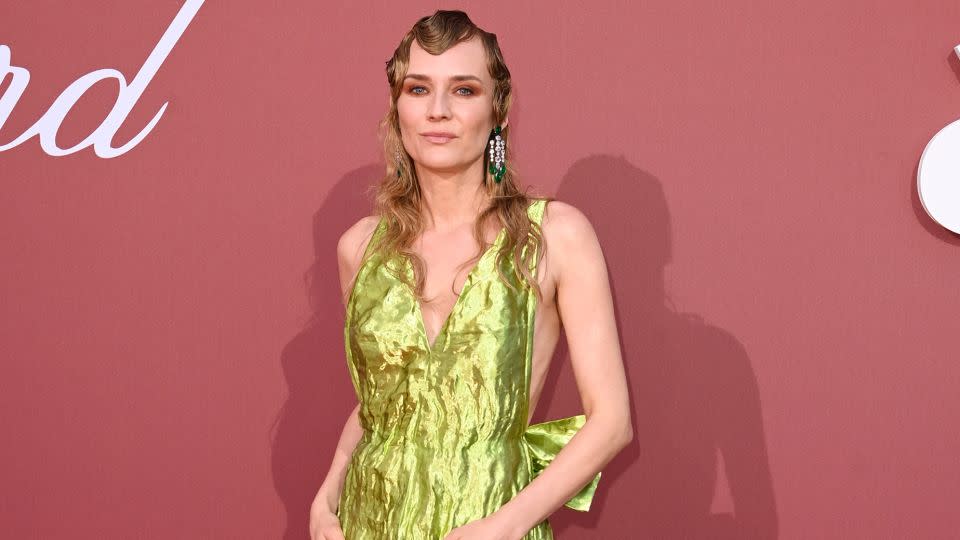 Also in electric neon green, Diane Kruger in Prada on May 23. - Eamonn M. McCormack/Getty Images