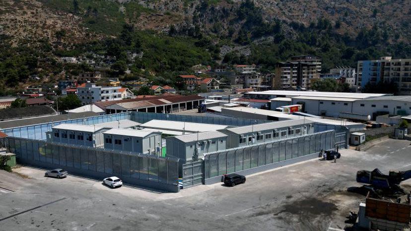 The future Italian migrant center in the port of Shengjin