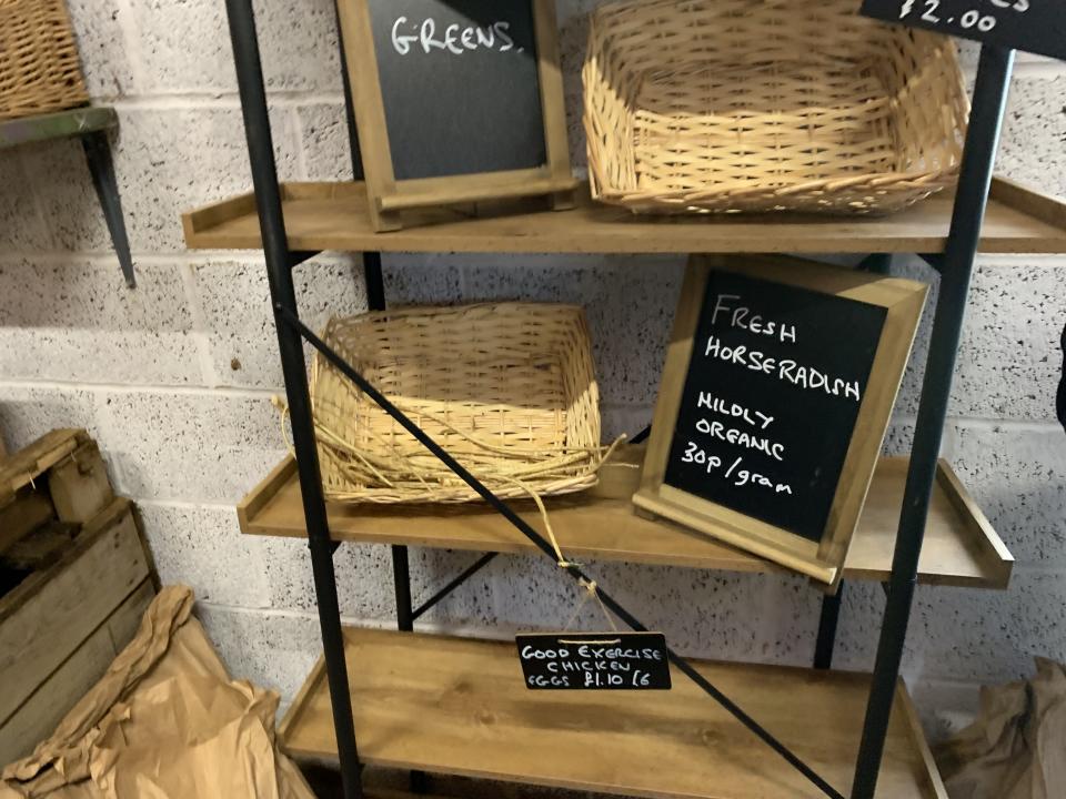 Empty shelves at Clarkson's farm shop