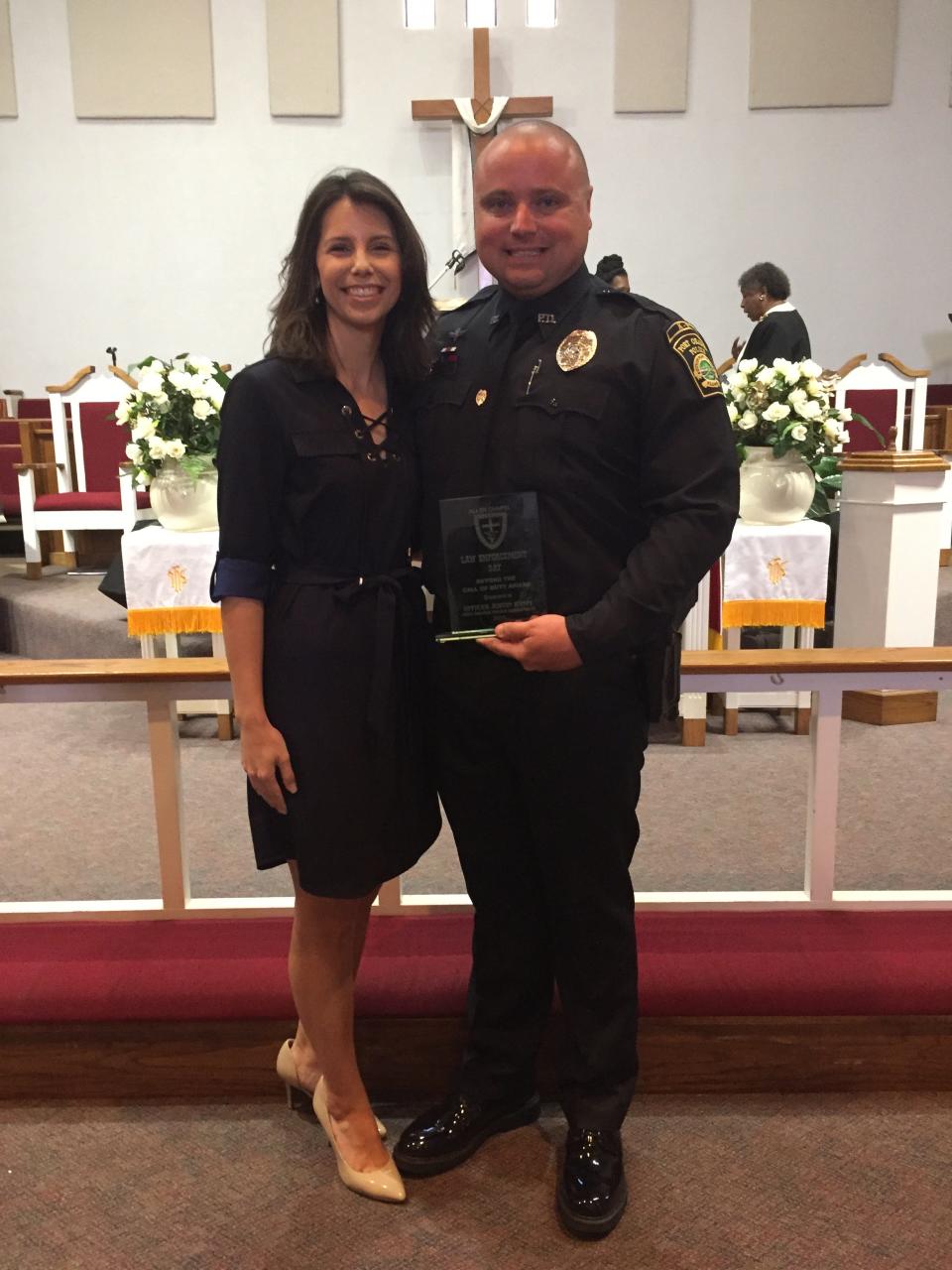 Carlyn and Justin White celebrate Law Enforcement Day in 2015 at Allen Chapel AME Church in Daytona Beach. A 15-year veteran of the Port Orange Police Department, Justin White died on Aug. 5, 2021, from complications of COVID-19. He was 39.