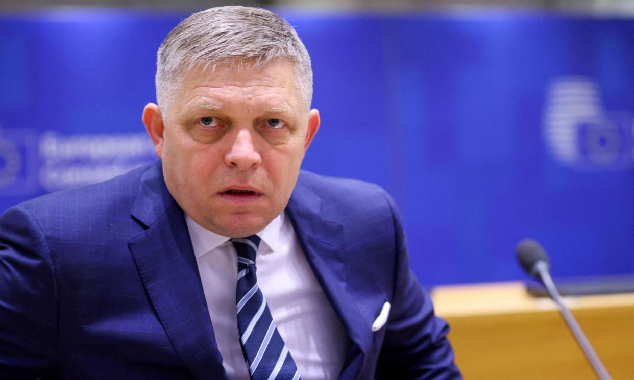 <span>The populist prime minister Robert Fico has ‘cut off all communication’ with four media outlets in Slovakia.</span><span>Photograph: Johanna Geron/Reuters</span>