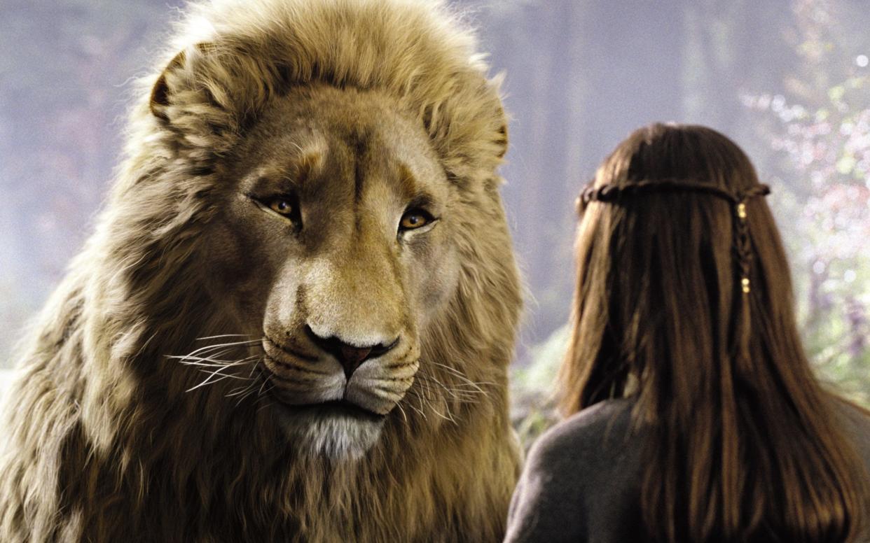 Aslan and Lucy in an image from The Chronicles of Narnia: Prince Caspian - Film Stills