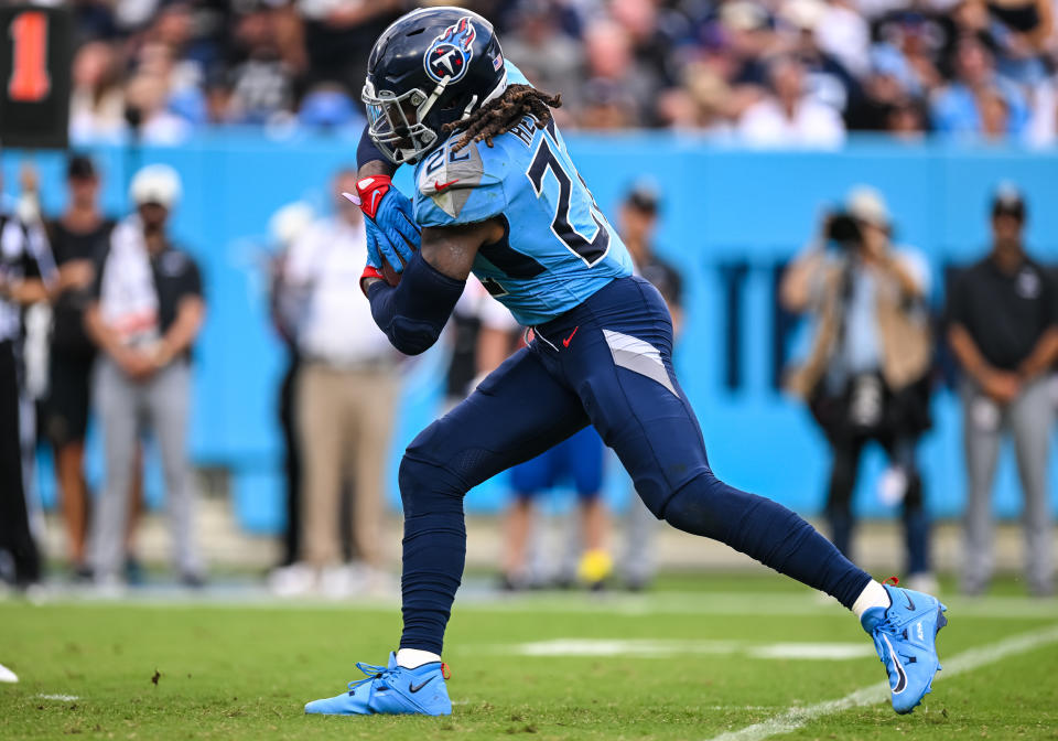 Tennessee Titans running back Derrick Henry (22) is a fantasy star