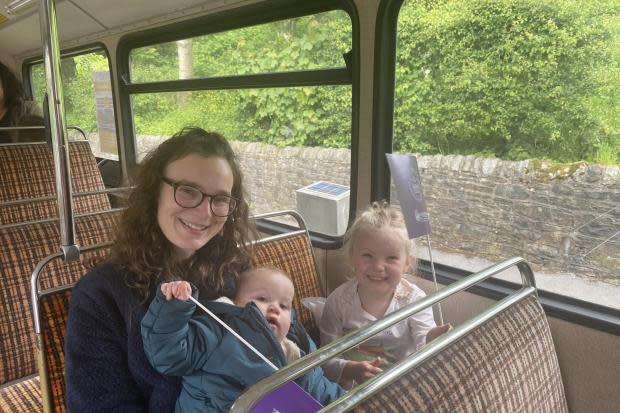 A family on the beacon trail bus