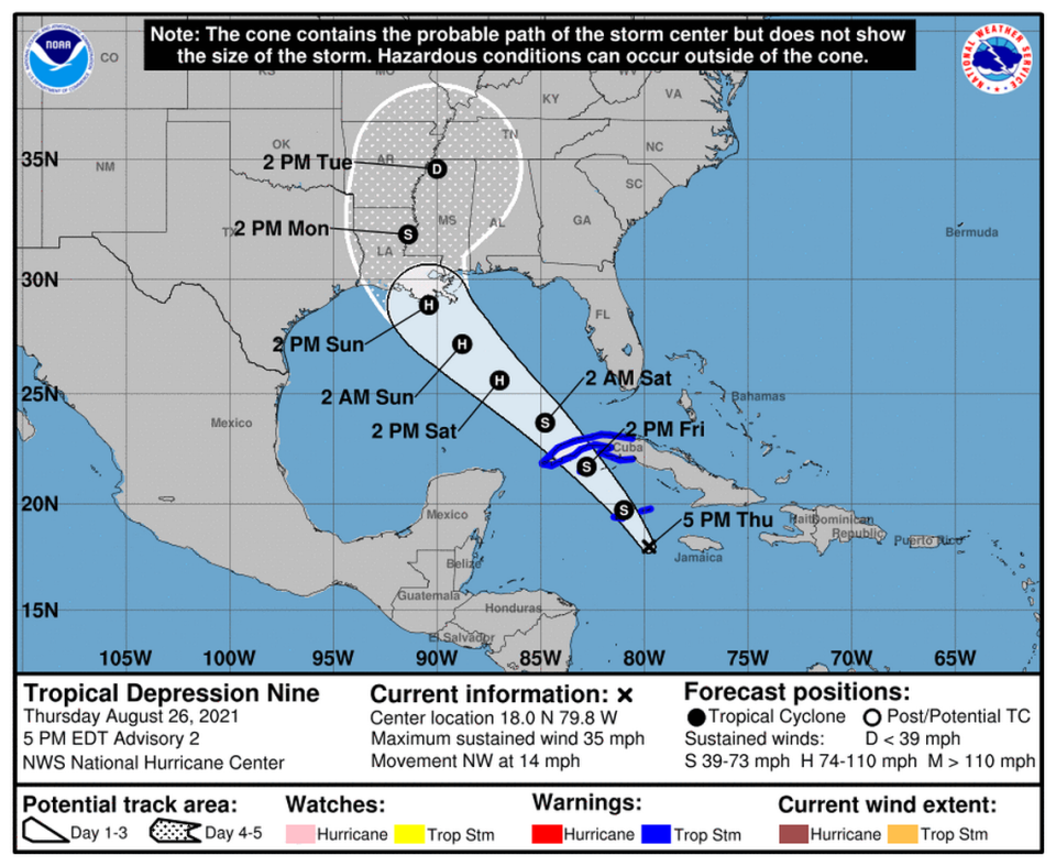 Tropical depression nine is on the cusp of strengthening into Tropical Storm Ida.