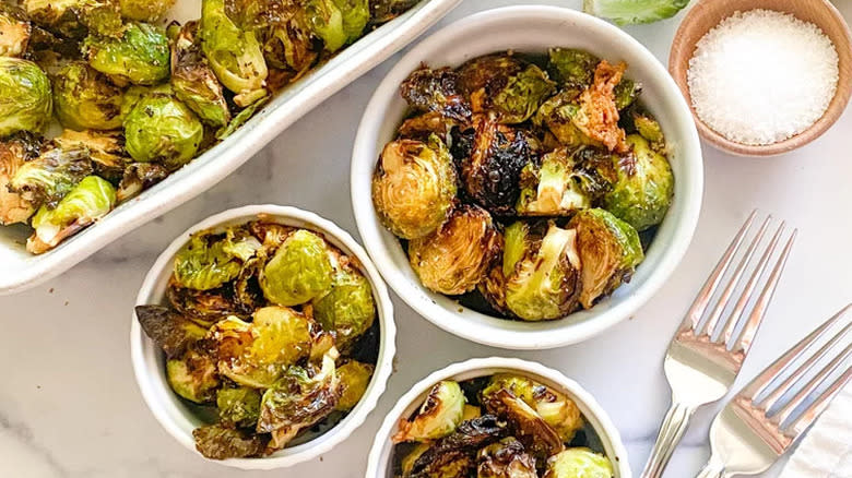 Fried Brussels sprouts with salt