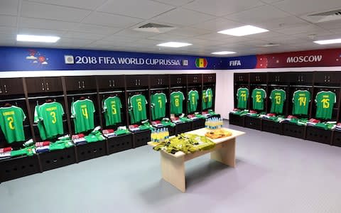 General view inside Senegal dressing room prior to the 2018 FIFA World Cup Russia group H match between Poland and Senegal  - Credit: FIFA