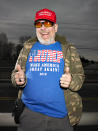 <p>“Roger Frederick, is a member of Overpasses for America, ‘a nonpartisan’ grassroots movement that values the U.S. Constitution and seeks to have government-elected officials represent its values. On this day, the group was voicing support for the president. He isn’t shy about whom he voted for.”<br>(Photograph and caption by Naomi Harris) </p>