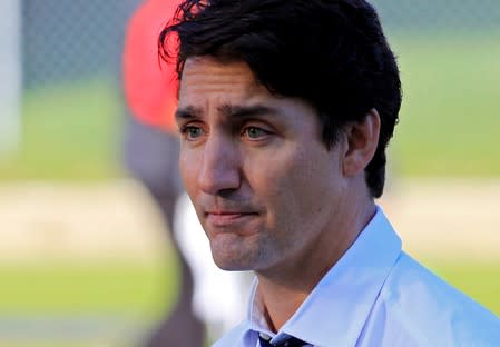 Canada's Prime Minister Justin Trudeau campaigns in Fredericton, New Brunswick.