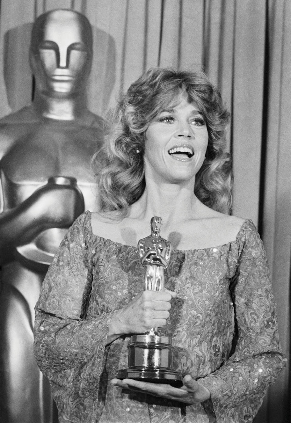 Fonda accepted the 1979 best actress Oscar for Coming Home, which she also produced.