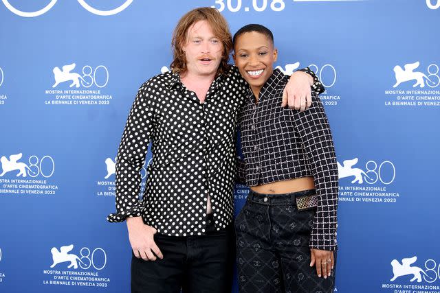 <p>Daniele Venturelli/WireImage</p> Caleb Landry Jones (left) and Jonica T. Gibbs (right) attend a photocall for the movie "Dogman" at the 80th Venice International Film Festival on August 31, 2023 in Venice, Italy.