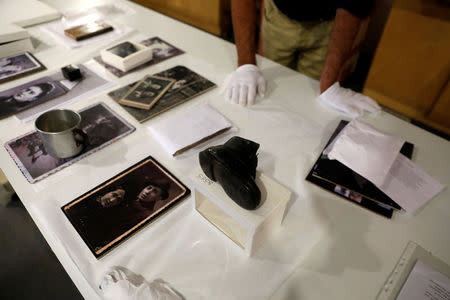 Original artifacts not on general display are seen at the artifacts department of the Yad Vashem World Holocaust Remembrance Center in Jerusalem, ahead of the Israeli annual Holocaust Remembrance Day, April 10, 2018. Picture taken April 10, 2018. REUTERS/Ronen Zvulun