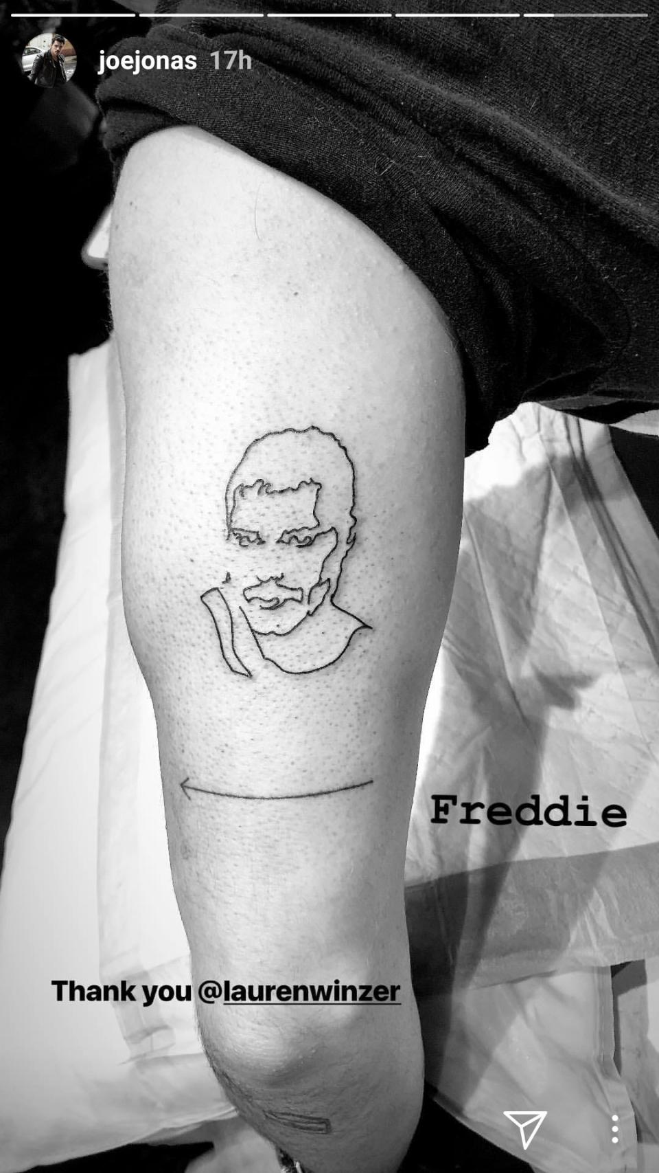 joe jonas freddie mercury tattoo june 2018 instagram story