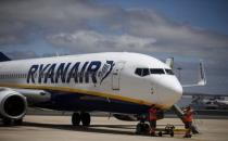 A Ryanair plane is seen at Lisbon's airport, Portugal. REUTERS/Rafael Marchante