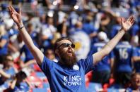 Football Soccer Britain - Leicester City v Manchester United - FA Community Shield - Wembley Stadium - 7/8/16 Leicester City fan before the match Action Images via Reuters / John Sibley Livepic EDITORIAL USE ONLY. No use with unauthorized audio, video, data, fixture lists, club/league logos or "live" services. Online in-match use limited to 45 images, no video emulation. No use in betting, games or single club/league/player publications. Please contact your account representative for further details.