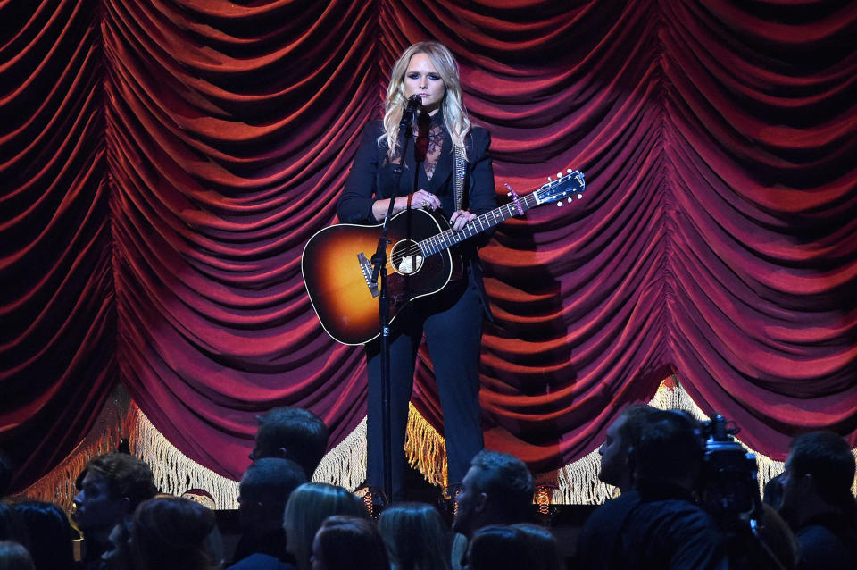 NASHVILLE, TN - NOVEMBER 02:  Miranda Lambert performs onstage at the 50th annual CMA Awards at the Bridgestone Arena on November 2, 2016 in Nashville, Tennessee.  (Photo by Gustavo Caballero/Getty Images)