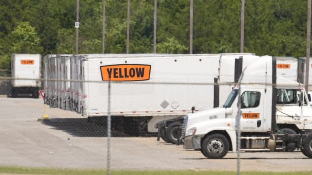 A box truck at Yellow headquarters