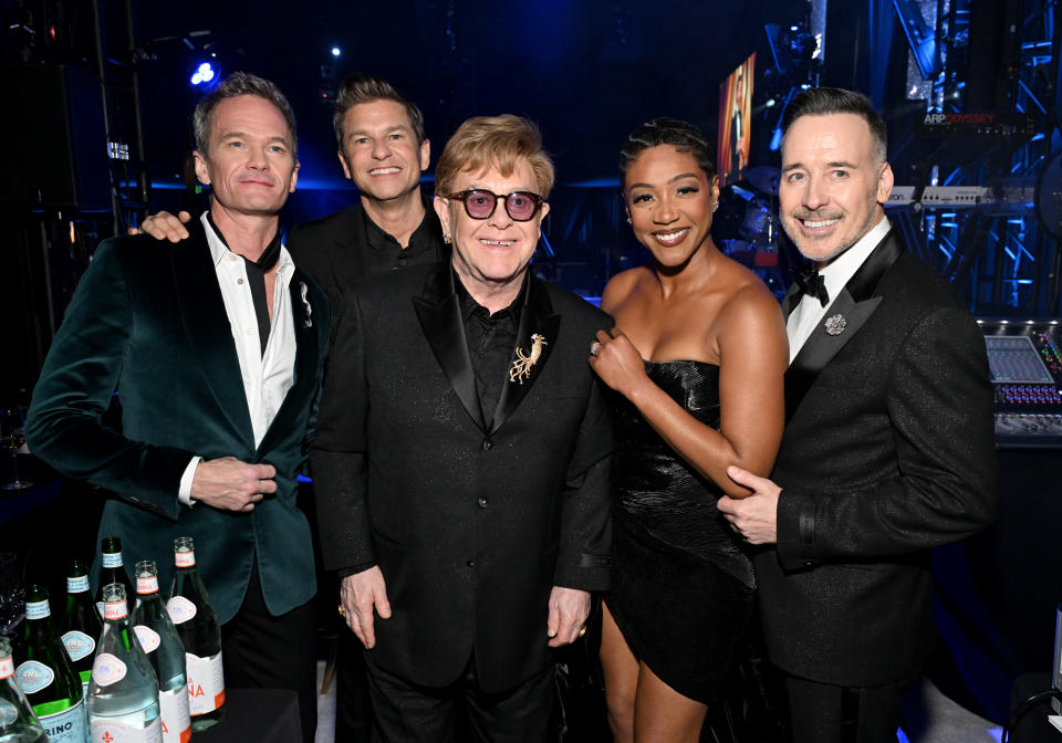 Neil Patrick Harris, David Burtka, Elton John, Tiffany Haddish and David Furnish