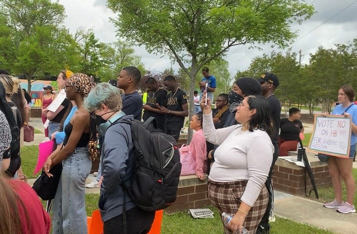 Student groups across the state of Florida hold a protest to fight against HB999 as Florida Board of Governors committee meetings are being held at FAMU on Tuesday, March 28, 2023.