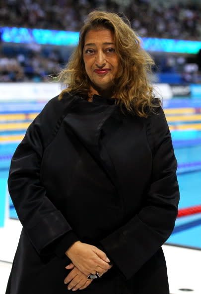 Zaha Hadid the Architect for the London 2012 Aquatics centre poses during day seven of the British Gas Swimming Championships at The London Aquatics Centre on March 9, 2012 in London, England. (Photo by Al Bello/Getty Images)