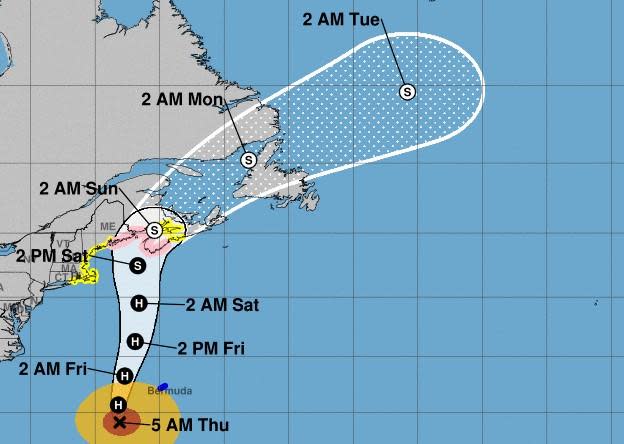 Hurricane Lee's projected path early on Sept. 14, 2023. / Credit: National Hurricane Center