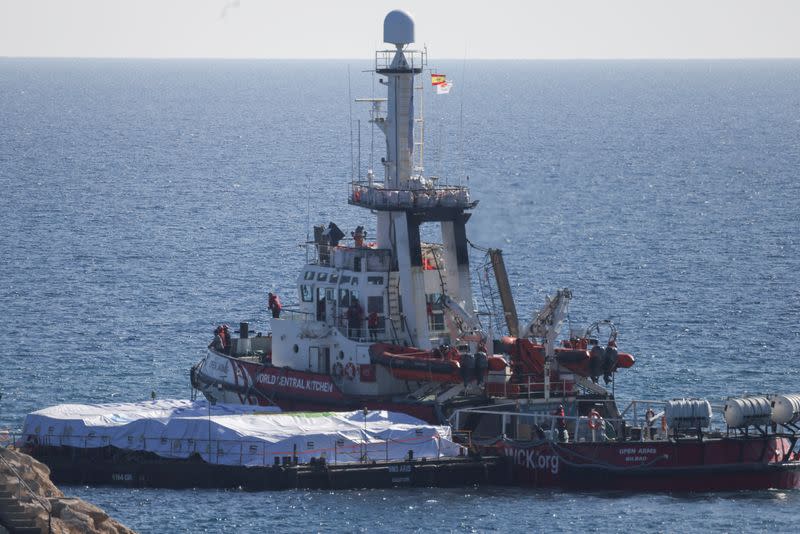 Rescue vessel Open Arms departs from the port of Larnaca with humanitarian aid for Gaza