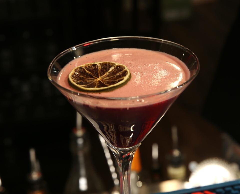 Davy Jones’ Party Boat, a prize-winning cocktail at Street in Exeter, features beet-infused black rum, orange liqueur, rosemary, simple syrup, lime, and muddled serrano pepper for “a little bit of a kick.”