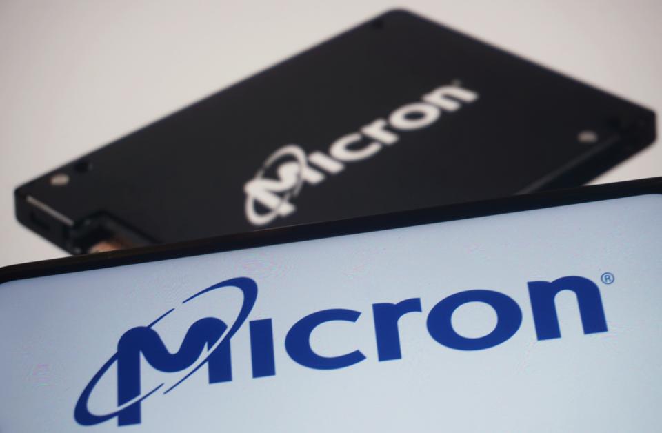 microchips  Shares in Micron fall after China bans its chips from key infrastructure projects. Photo: CFOTO/Future Publishing via Getty.