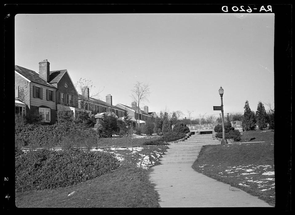 Radburn, New Jersey, a privately financed model town seen in photos taken by Carl Mydans in November 1935.