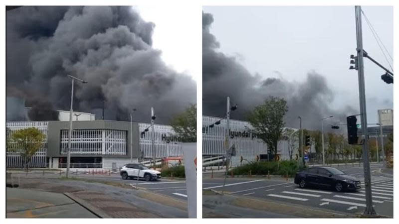 南韓大田市儒城區的現代集團Outlet於26日上午發生火警。（翻攝自臉書）