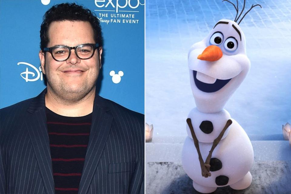 Josh Gad (L); Frozen's Olaf | Alberto E. Rodriguez/Getty; Disney