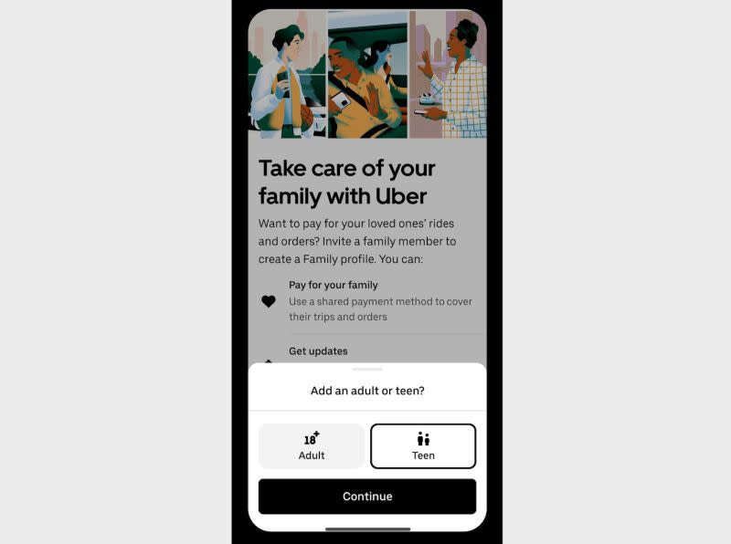 ▲Uber宣布在「全家共享」功能下，加入針對13～17歲的「青少年帳號」，家長可透過Uber進行接送。青少年乘車帳戶將於5/22起在美加啟用，台灣目前尚未公布相關後續。(圖／官方提供)