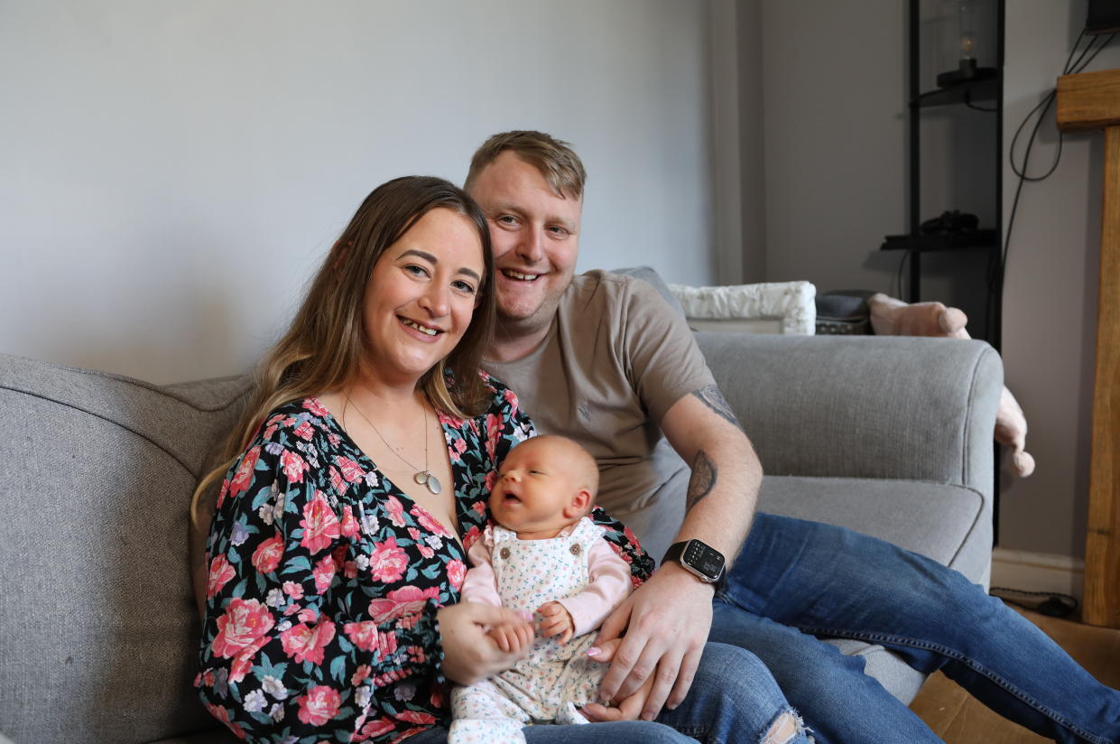 Jack Richardson and Bronwyn Tacey with their daughter Sienna. (Anita Maric/SWNS)